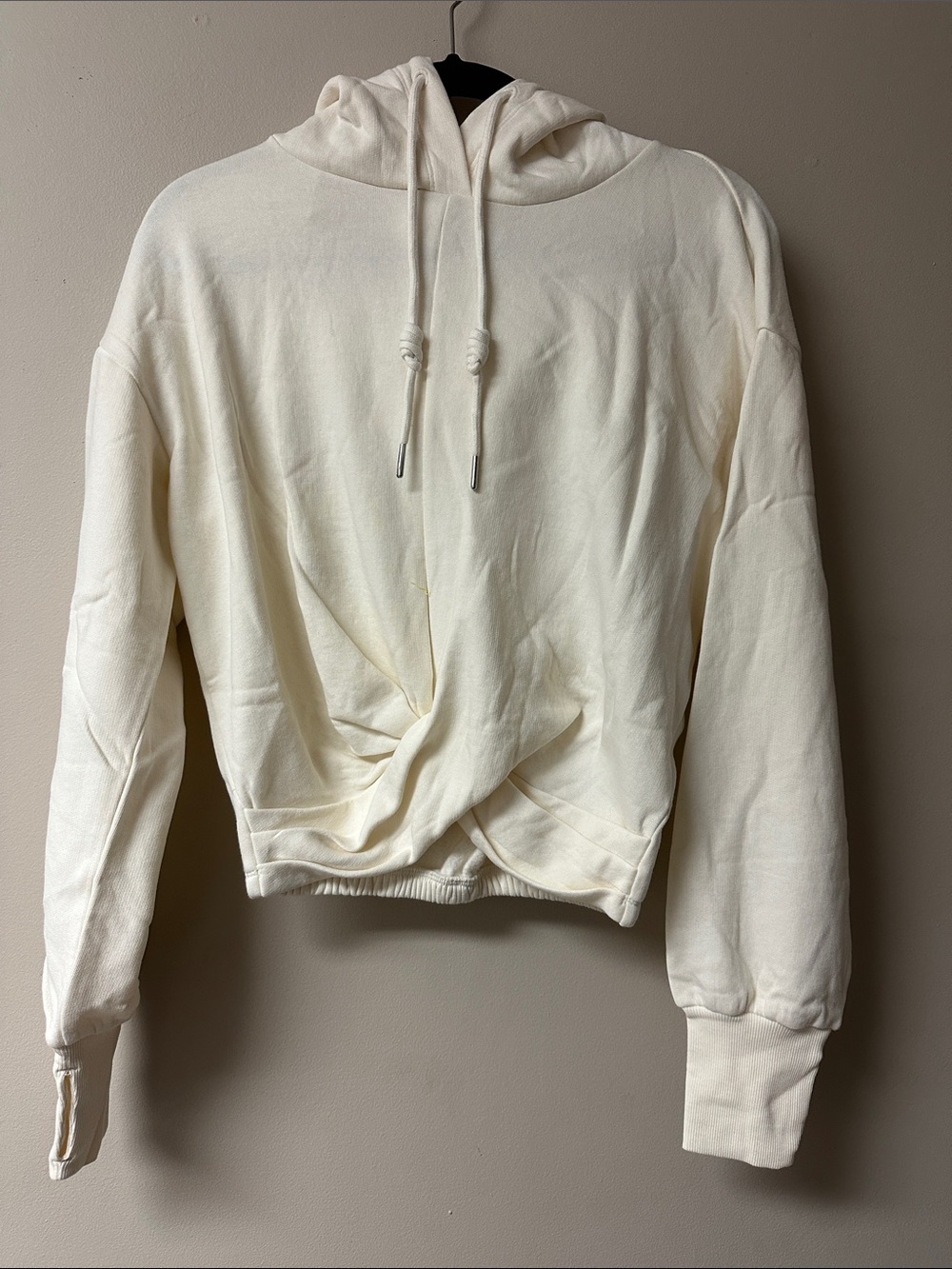 The Drop White Crossover Front Cropped Hoodie Size L NWT